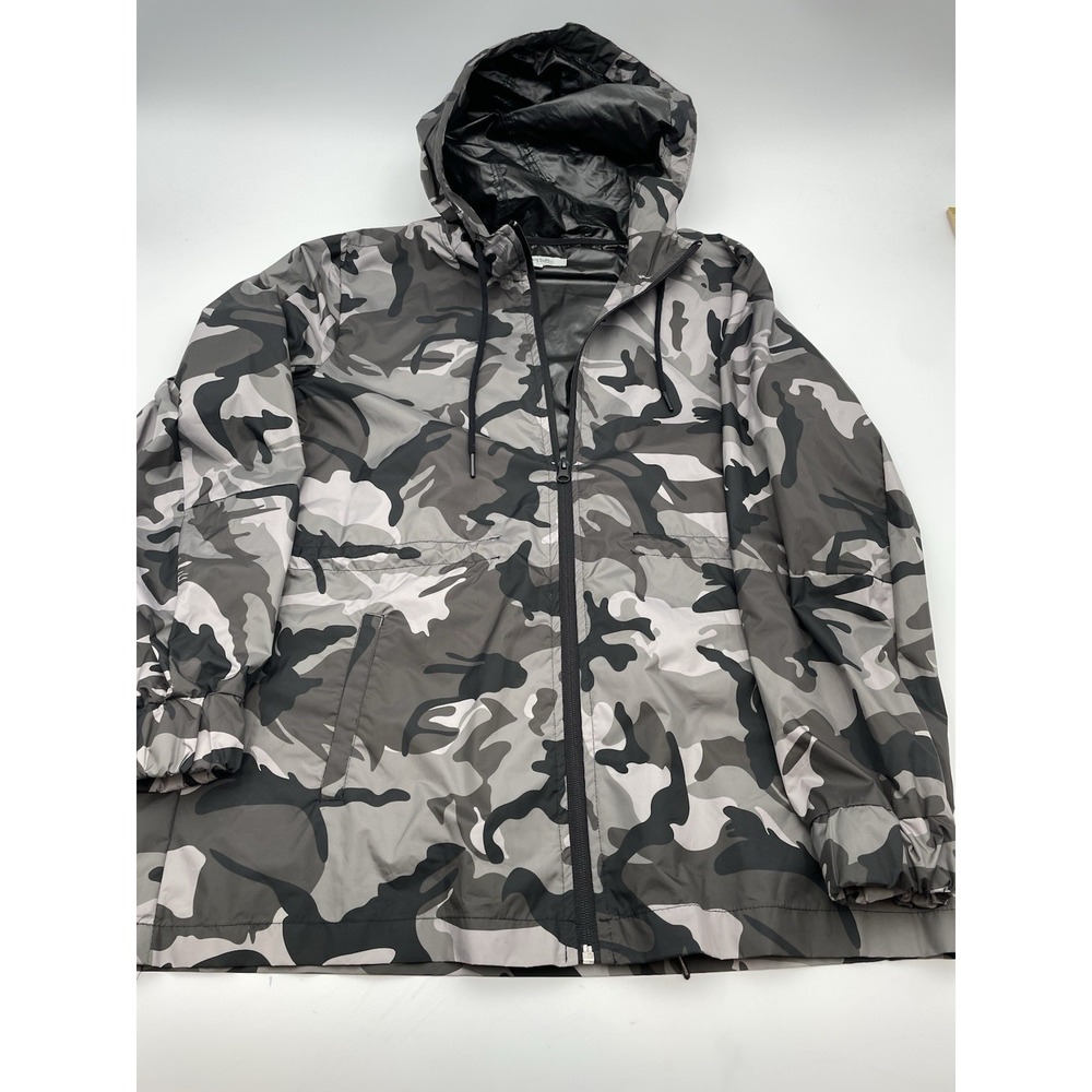 Charlotte Russe Womens Camo Full Zip Windbreaker Rain Hoodie Jacket  Size Large